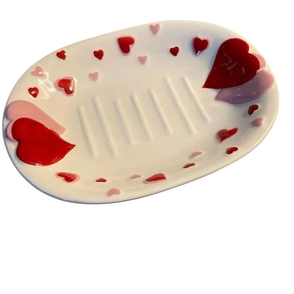Vintage Valentines Day Avon Heart Soap Dish Ceramic Granny Bathroom Decor 90s